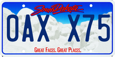 SD license plate 0AXX75