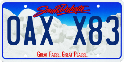 SD license plate 0AXX83
