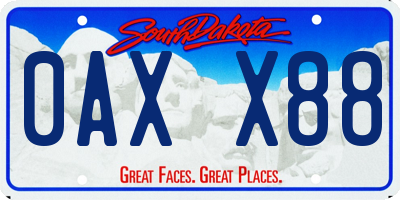 SD license plate 0AXX88