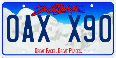 SD license plate 0AXX90