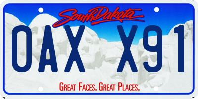 SD license plate 0AXX91