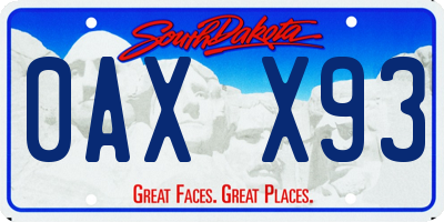 SD license plate 0AXX93