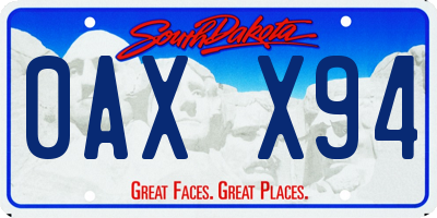 SD license plate 0AXX94