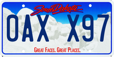 SD license plate 0AXX97