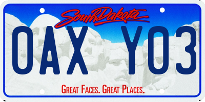 SD license plate 0AXY03