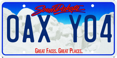 SD license plate 0AXY04
