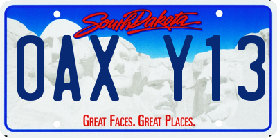 SD license plate 0AXY13