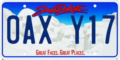 SD license plate 0AXY17