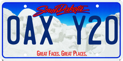 SD license plate 0AXY20