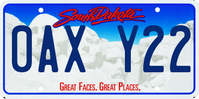 SD license plate 0AXY22