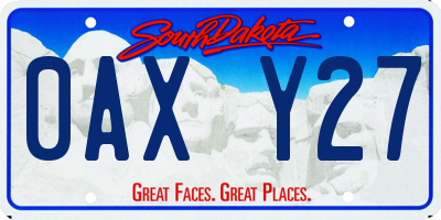 SD license plate 0AXY27