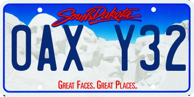 SD license plate 0AXY32