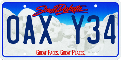 SD license plate 0AXY34
