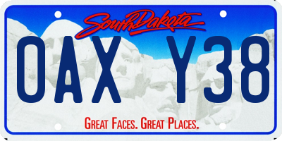 SD license plate 0AXY38