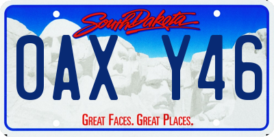 SD license plate 0AXY46