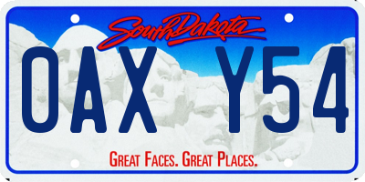 SD license plate 0AXY54