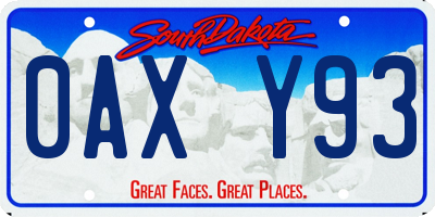 SD license plate 0AXY93