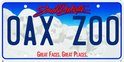 SD license plate 0AXZ00