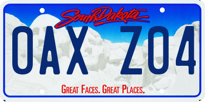SD license plate 0AXZ04
