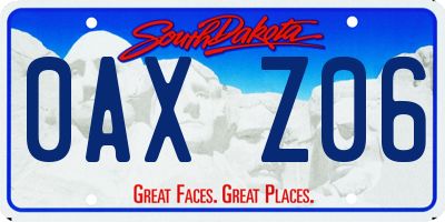 SD license plate 0AXZ06