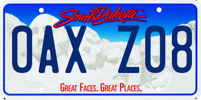 SD license plate 0AXZ08