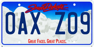 SD license plate 0AXZ09