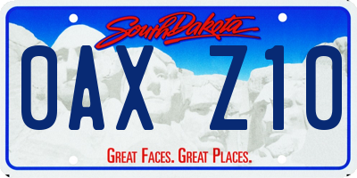 SD license plate 0AXZ10