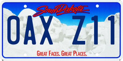SD license plate 0AXZ11