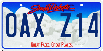 SD license plate 0AXZ14