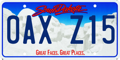 SD license plate 0AXZ15