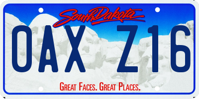 SD license plate 0AXZ16