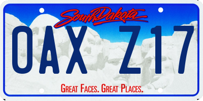 SD license plate 0AXZ17