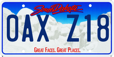 SD license plate 0AXZ18