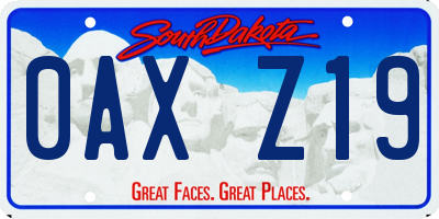 SD license plate 0AXZ19