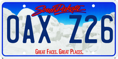 SD license plate 0AXZ26
