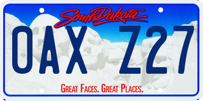 SD license plate 0AXZ27
