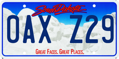 SD license plate 0AXZ29