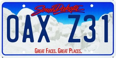 SD license plate 0AXZ31
