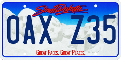 SD license plate 0AXZ35