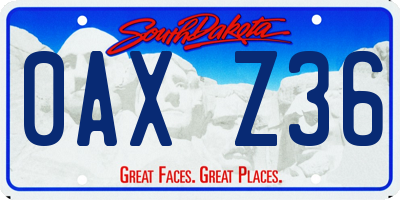 SD license plate 0AXZ36