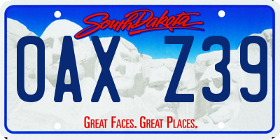 SD license plate 0AXZ39