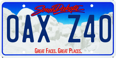 SD license plate 0AXZ40