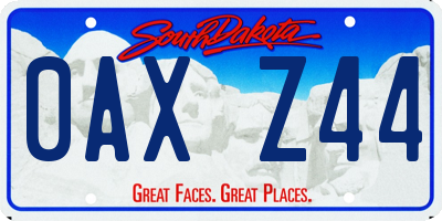 SD license plate 0AXZ44
