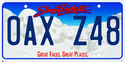 SD license plate 0AXZ48