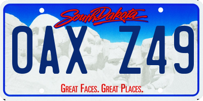 SD license plate 0AXZ49