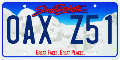 SD license plate 0AXZ51