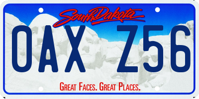 SD license plate 0AXZ56