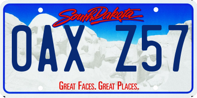 SD license plate 0AXZ57