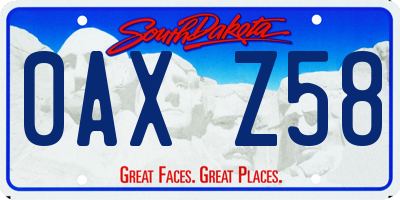 SD license plate 0AXZ58