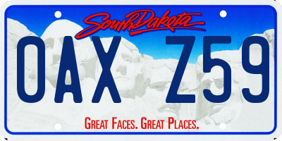 SD license plate 0AXZ59